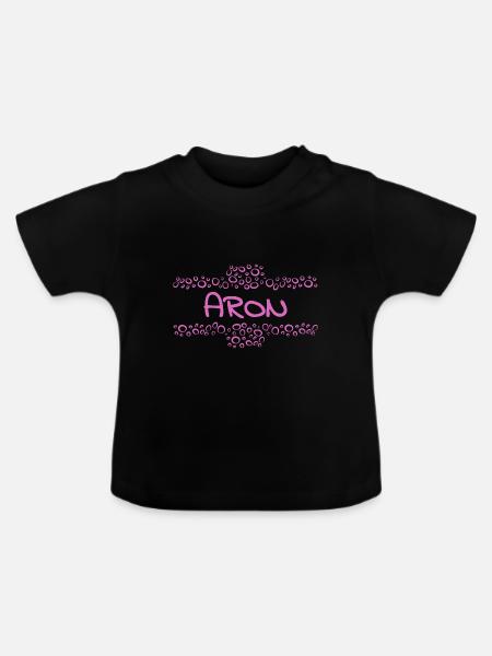 Aron als Vorname - Baby Bio-T-Shirt mit Rundhals - Schwarz