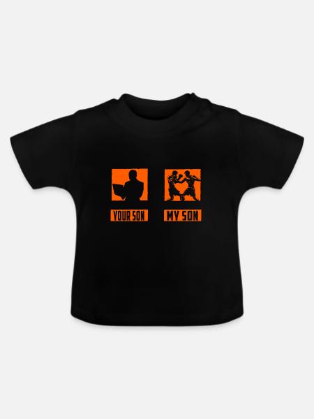 Boxen Mein Sohn Dein Sohn - Baby Bio-T-Shirt mit Rundhals - Schwarz