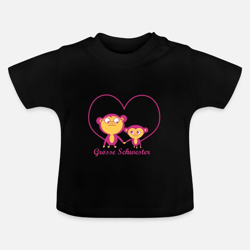 grosse Schwester - Baby Bio-T-Shirt mit Rundhals - Schwarz