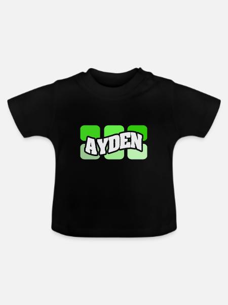 Name Ayden - Baby Bio-T-Shirt mit Rundhals - Schwarz