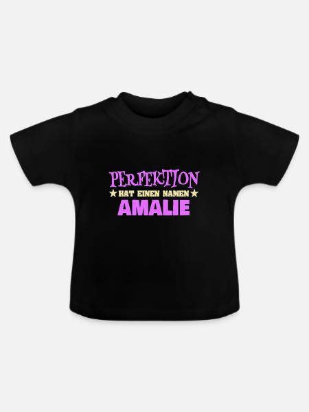 Frauenname Amalie - Baby Bio-T-Shirt mit Rundhals - Schwarz