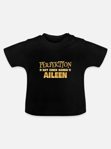 Frauenname Aileen - Baby Bio-T-Shirt mit Rundhals - Schwarz