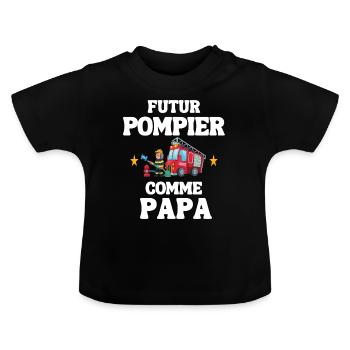 Humour Pompier Pere et fils - T-shirt bio col rond Bébé - noir - Devant