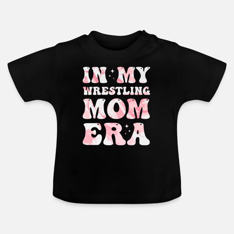 À l’époque de ma maman de lutte, maman de lutte colorée - T-shirt bio col rond Bébé - noir