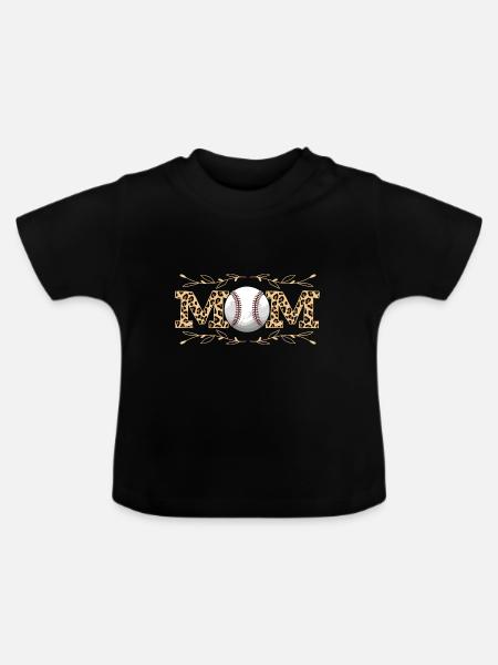 Leopard Baseball-Mutter Frauen Baseball-Mama - Baby Bio-T-Shirt mit Rundhals - Schwarz