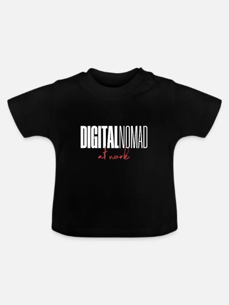 Digitalnomad at work - Baby Bio-T-Shirt mit Rundhals - Schwarz