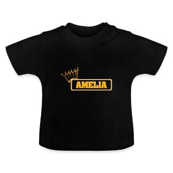Amelia comme nom - T-shirt bio col rond Bébé - noir - Devant