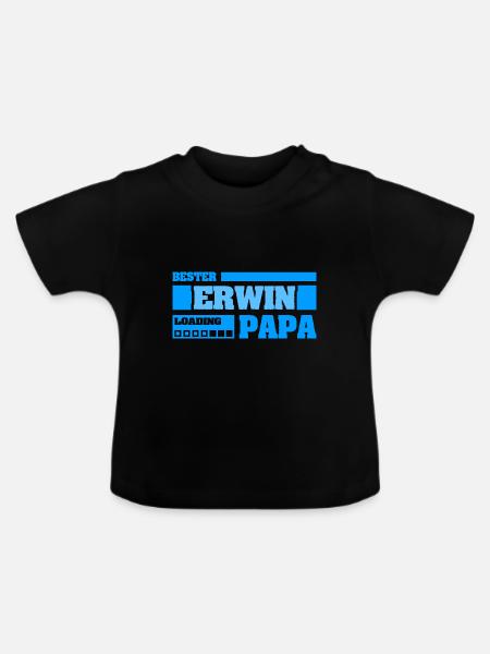 Erwin als Vorname - Baby Bio-T-Shirt mit Rundhals - Schwarz