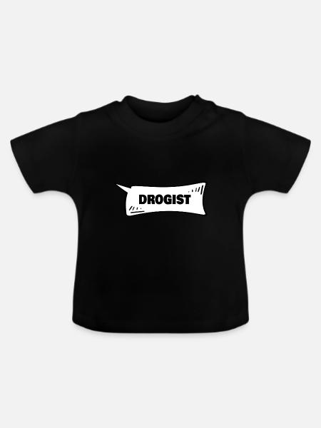 Drogist als Sprechblase - Baby Bio-T-Shirt mit Rundhals - Schwarz