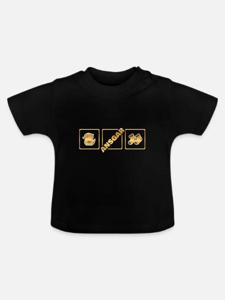 Ansgar als Geburt - Baby Bio-T-Shirt mit Rundhals - Schwarz