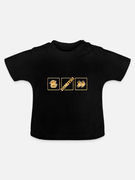 Geburt Dimitri - Baby Bio-T-Shirt mit Rundhals - Schwarz