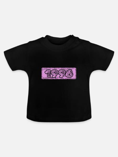 Zahl 1996 - Baby Bio-T-Shirt mit Rundhals - Schwarz