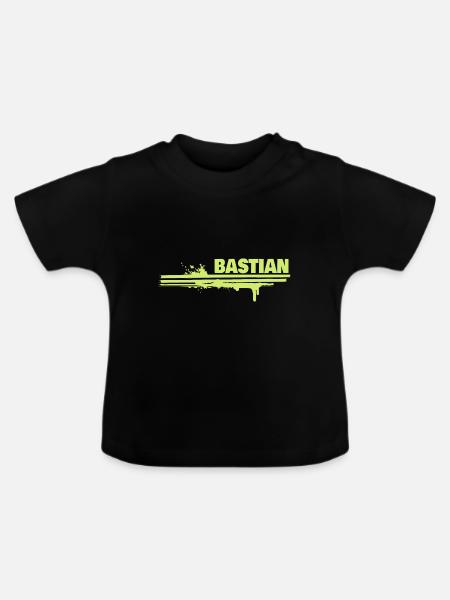 Bastian als Farbklecks - Baby Bio-T-Shirt mit Rundhals - Schwarz