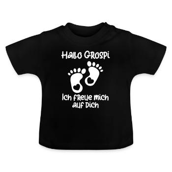 Hallo Grospi Opi Schweiz Hallo Opa Schweiz Baby - Baby Bio-T-Shirt mit Rundhals - Schwarz - Vorne