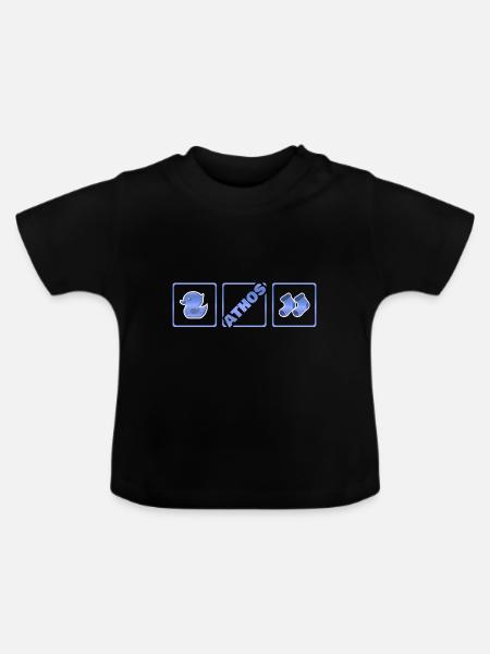 Geburt Athos - Baby Bio-T-Shirt mit Rundhals - Schwarz