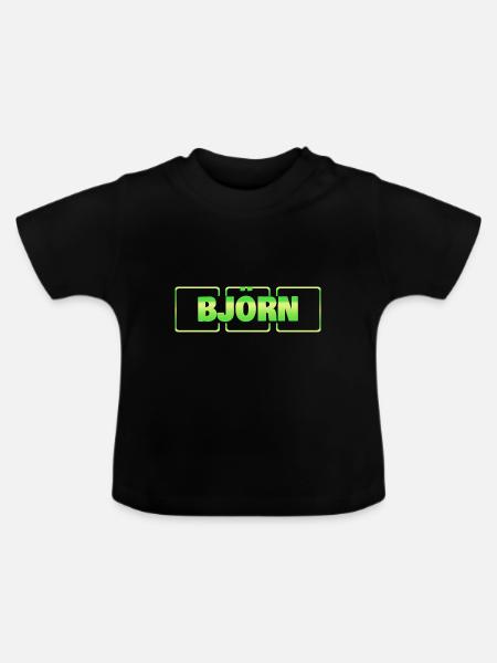 Geschenkidee Björn - Baby Bio-T-Shirt mit Rundhals - Schwarz