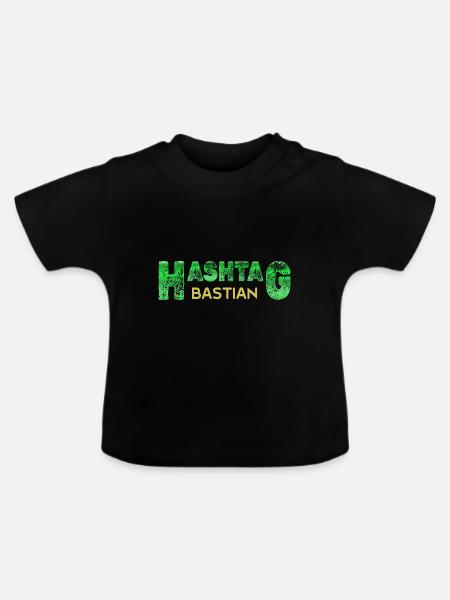 Vorname Bastian - Baby Bio-T-Shirt mit Rundhals - Schwarz