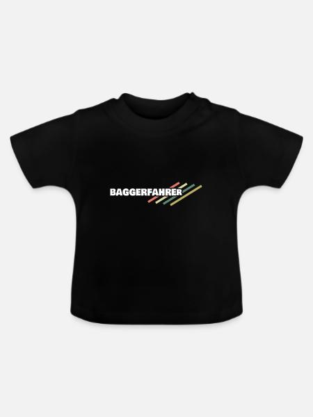Baggerfahrer - Baby Bio-T-Shirt mit Rundhals - Schwarz