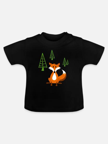Schlauer Fuchs - Baby Bio-T-Shirt mit Rundhals - Schwarz