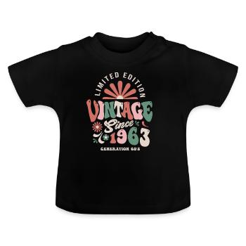 1963 Anniversaire 60 Ans vintage - T-shirt bio col rond Bébé - noir - Devant