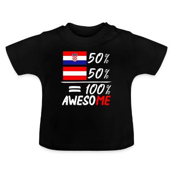 50% Kroatisch 50% Österreich - Baby Bio-T-Shirt mit Rundhals - Schwarz - Vorne