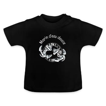 Marin d'eau douce (pour fond foncé) - T-shirt bio col rond Bébé - noir - Devant