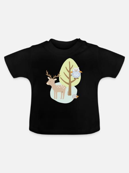 Patch_Hirsch2 - Baby Bio-T-Shirt mit Rundhals - Schwarz