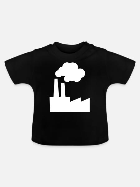 Rauchende Fabrik - Baby Bio-T-Shirt mit Rundhals - Schwarz