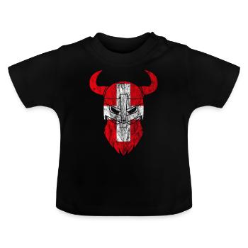 Switzerland Viking Flag Used Look - Baby Organic T-Shirt with Round Neck - black - Front