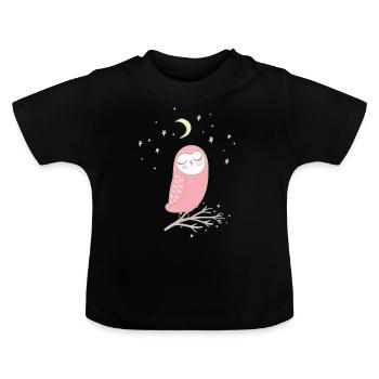 hibou | hibou de nuit - T-shirt bio col rond Bébé - noir - Devant