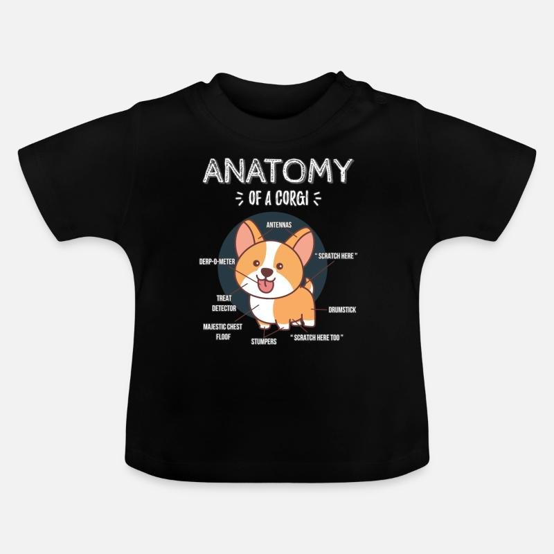 Anatomie d’un Corgi - T-shirt bio col rond Bébé - noir