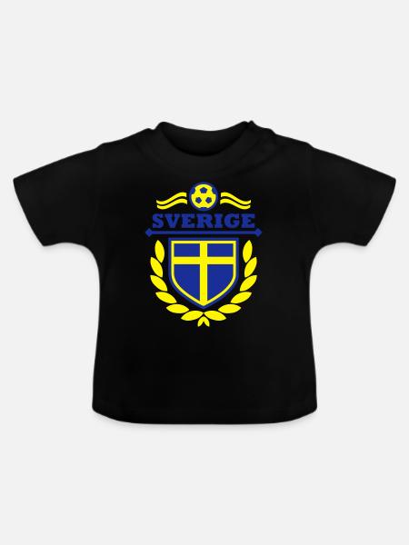 Schweden (Sverige) Wappen - Baby Bio-T-Shirt mit Rundhals - Schwarz