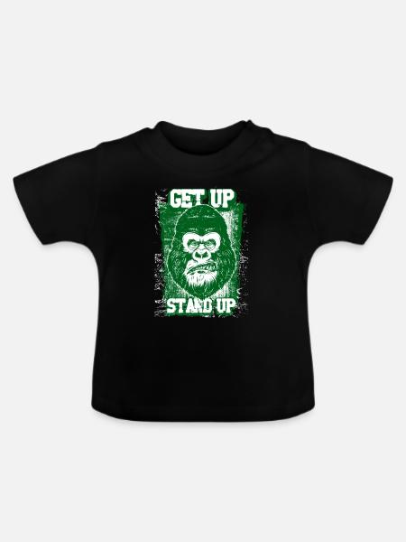 GET UP STAND UP - Baby Bio-T-Shirt mit Rundhals - Schwarz