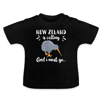 Neuseeland Kiwi - Baby Bio-T-Shirt mit Rundhals - Schwarz - Vorne