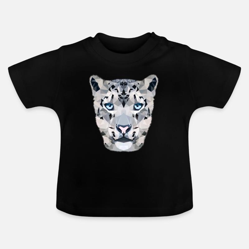Schneeleopard / Polygon - Baby Bio-T-Shirt mit Rundhals - Schwarz