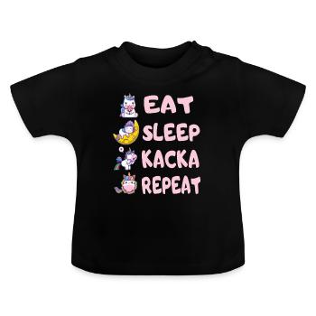 baby mädchen body lustiger spruch eat sleep repeat - Baby Bio-T-Shirt mit Rundhals - Schwarz - Vorne