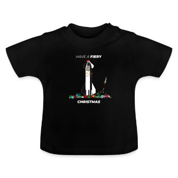 Wir wünschen Ihnen ein feuriges Weihnachtsfest! - Baby Bio-T-Shirt mit Rundhals - Schwarz - Vorne