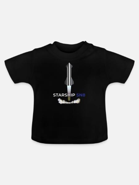 SN8 Raumschiff Testflug - Baby Bio-T-Shirt mit Rundhals - Schwarz