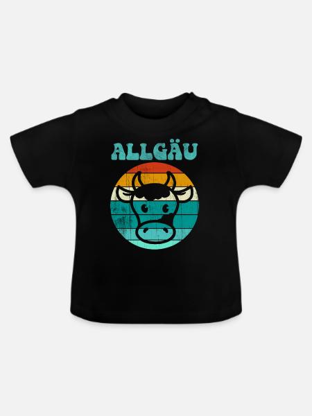 Allgäu Kuh - Baby Bio-T-Shirt mit Rundhals - Schwarz