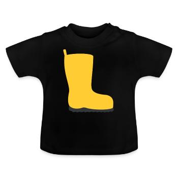 rubber boot - Baby Organic T-Shirt with Round Neck - black - Front