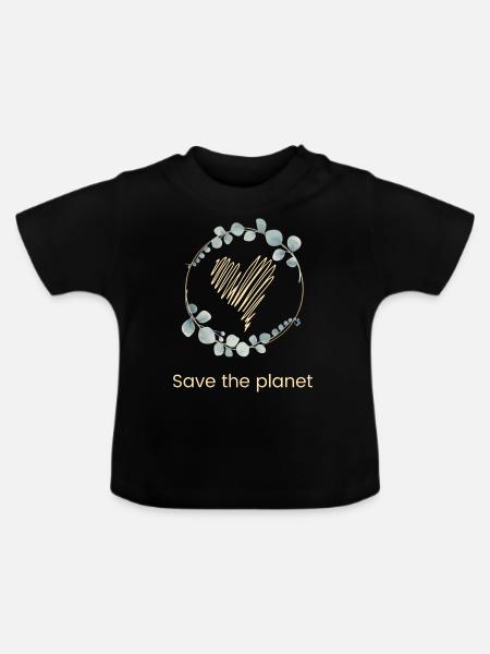 Save The Planet - Baby Bio-T-Shirt mit Rundhals - Schwarz