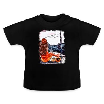 Illustration de l’horizon de Hambourg - T-shirt bio col rond Bébé - noir - Devant