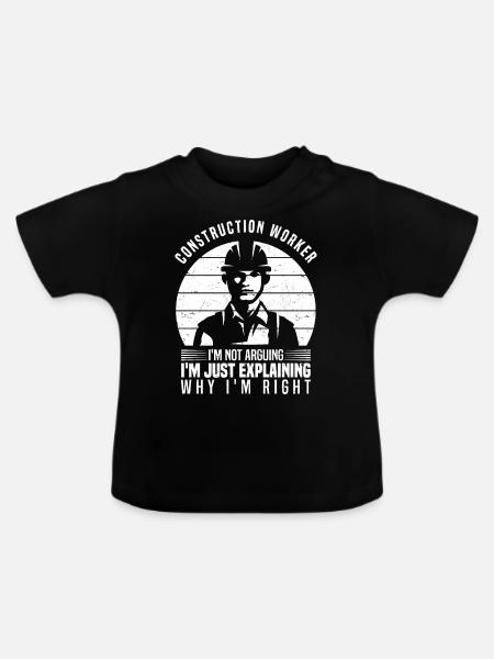 Bauarbeiter - Baby Bio-T-Shirt mit Rundhals - Schwarz
