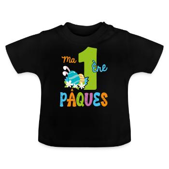Ma 1ère Pâques Première Pâques Œufs de Pâques - T-shirt bio col rond Bébé - noir - Devant