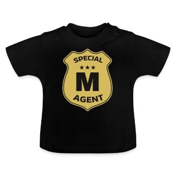 Special Agent M - Baby Bio-T-Shirt mit Rundhals - Schwarz - Vorne