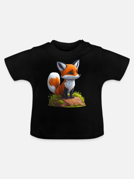 Kleiner Fuchs - Baby Bio-T-Shirt mit Rundhals - Schwarz