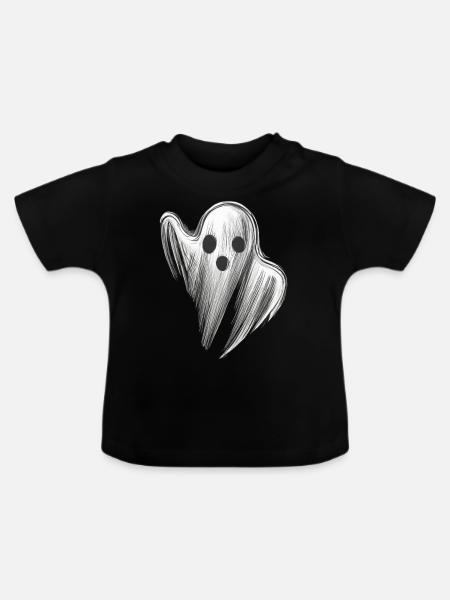 STILISIERTER GRUSELIGER GEIST - Baby Bio-T-Shirt mit Rundhals - Schwarz