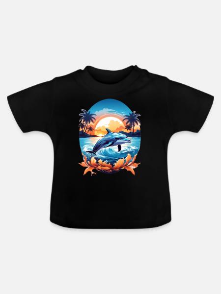 Delfin - Baby Bio-T-Shirt mit Rundhals - Schwarz