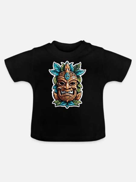 Tiki Beach - Polynesien Statue - Baby Bio-T-Shirt mit Rundhals - Schwarz