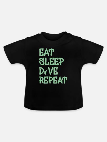 eat sleep dive repeat - Baby Bio-T-Shirt mit Rundhals - Schwarz